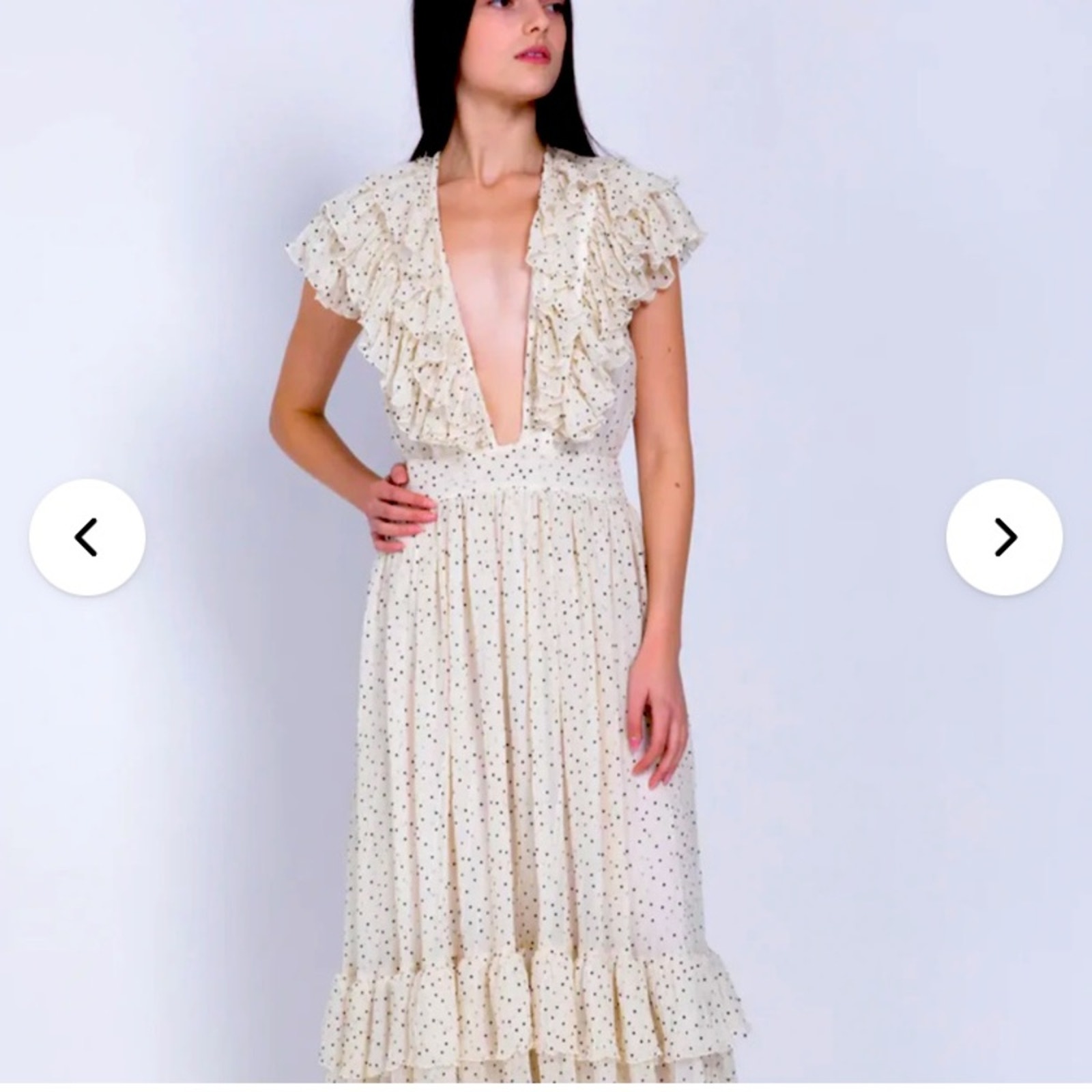 Nwt$595 Sabina Musayev Salma Pleated Tiered Polka-Dot Maxi Dress Size M — image 2 of 5